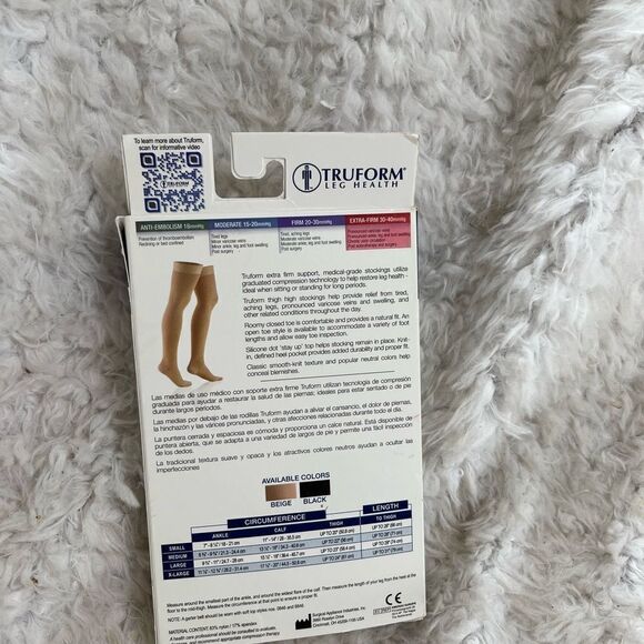 New Truform Unisex Medical compression thigh  high Beige stockings close toe SZL - Picture 3 of 7